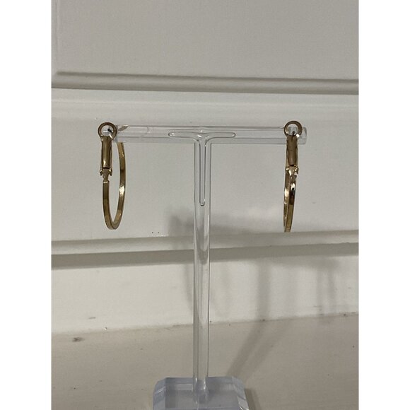 Gold Tone Classic Hoop Earrings For Women - Picture 3 of 3